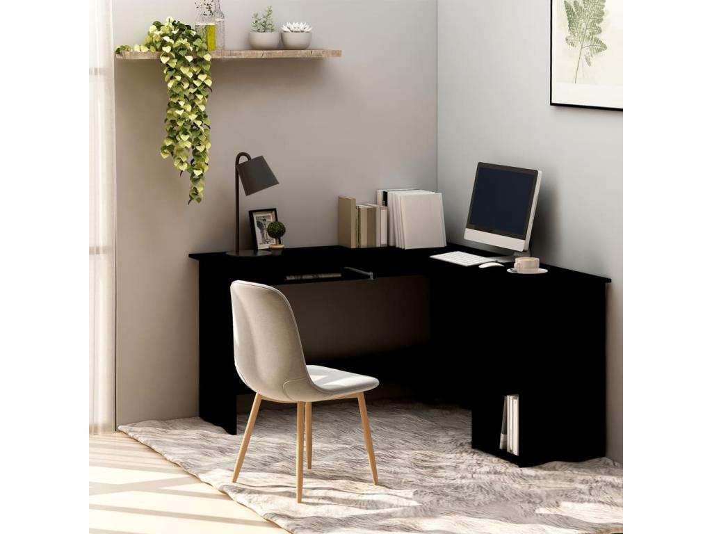 L-shaped corner desk, black, 120x140x75cm, engineered wood