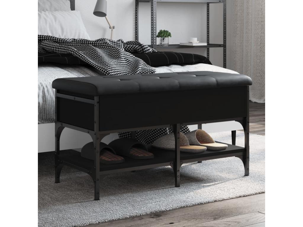 Black shoe bench 82x42x45 engineered wood