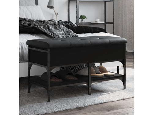 Black shoe bench 82x42x45 engineered wood