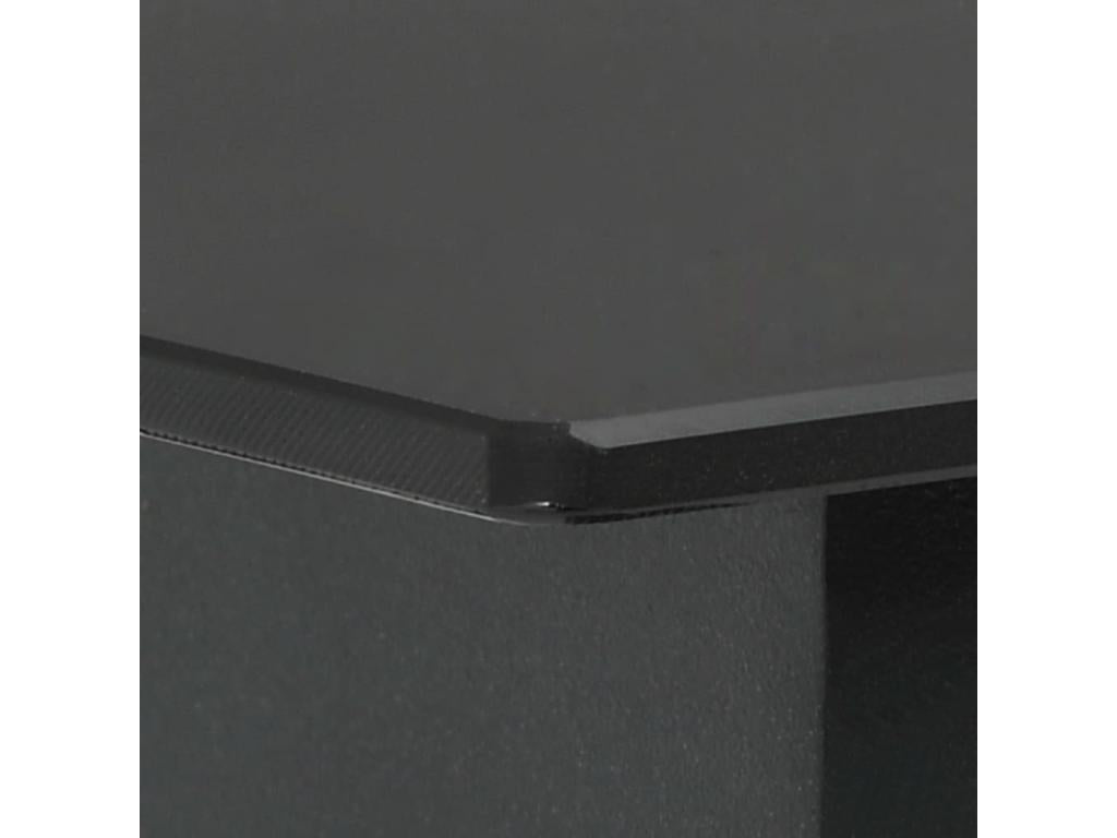 Black garden dining table, 80x80x74 cm, steel and glass