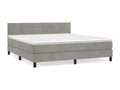 Upholstered bed base and mattress, light grey, 180x200cm, velvet