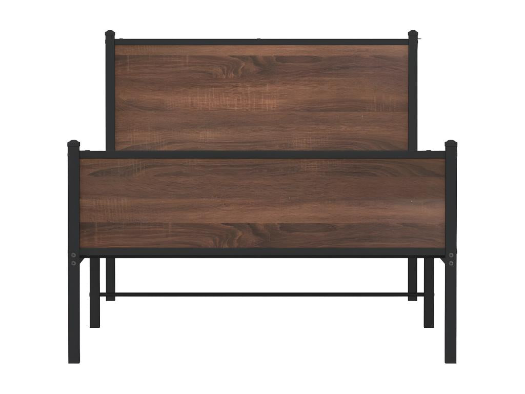 Metal bed frame with headboard and footboard, 107x203 cm