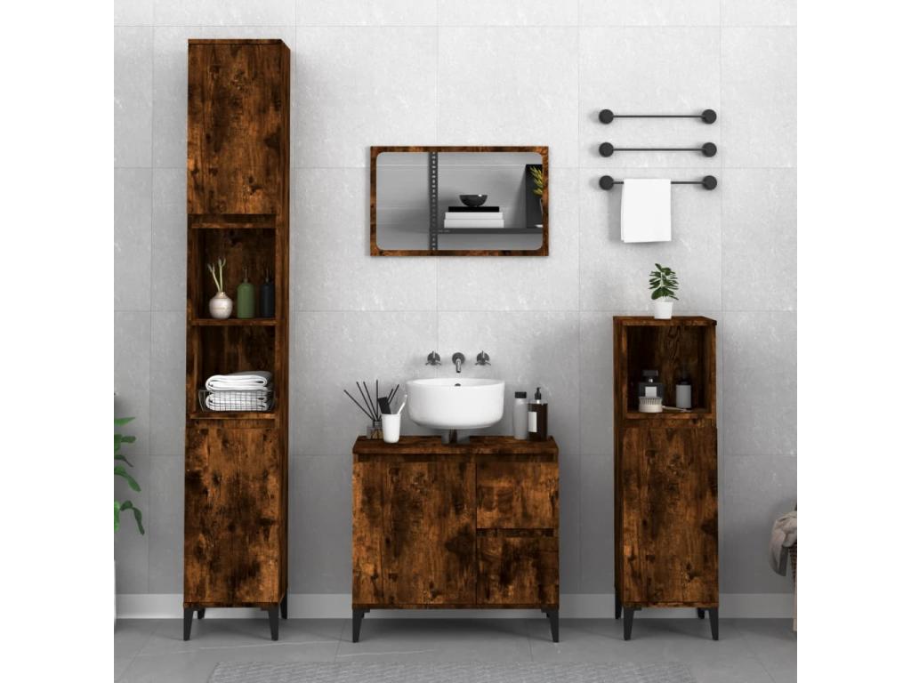 Smoked oak bathroom cabinet 30x30x190 engineered wood