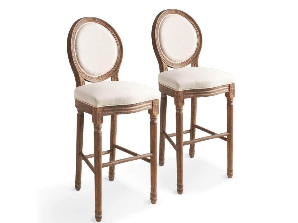 2-piece white linen bar stools