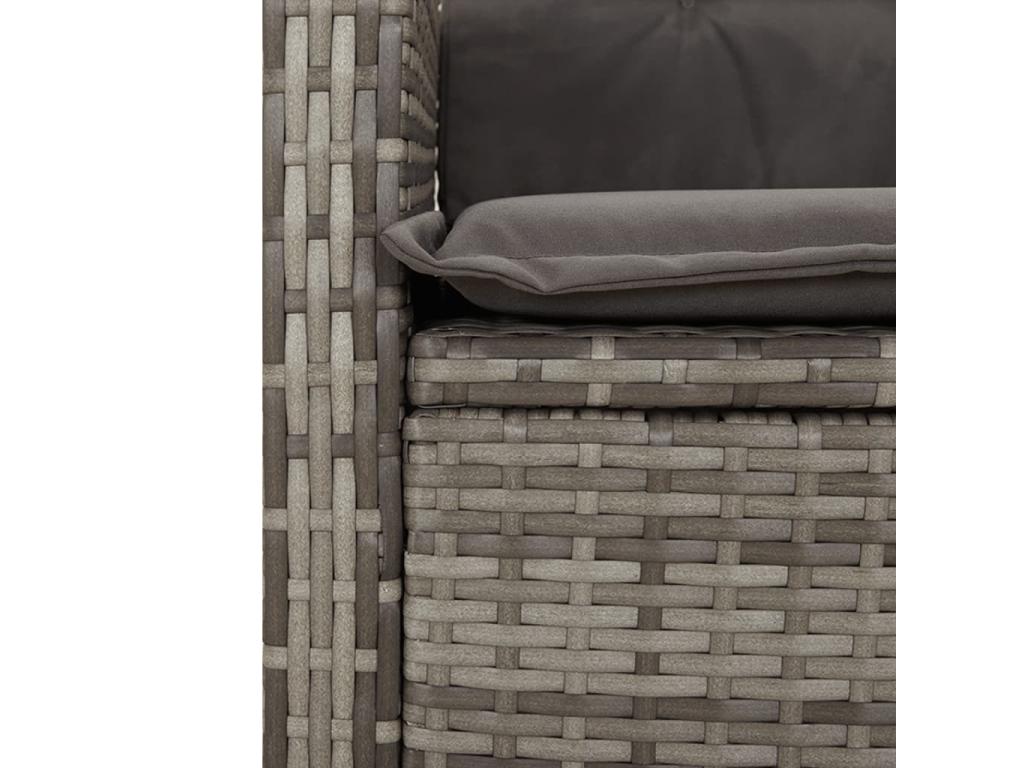 5-piece garden dining set with grey resin wicker cushions