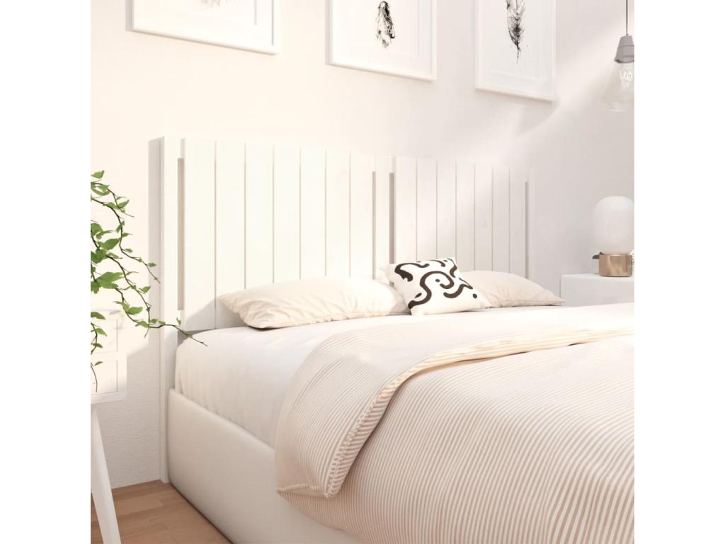 White headboard 165.5x4x100 cm Solid pine wood