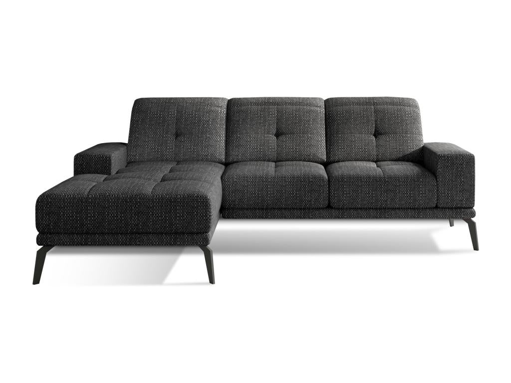 Torpille 5-seater left-hand corner sofa, black mottled fabric, 265cm