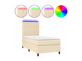 Homzora bed base and mattress with LED lighting, Cream 90x200 Fabric