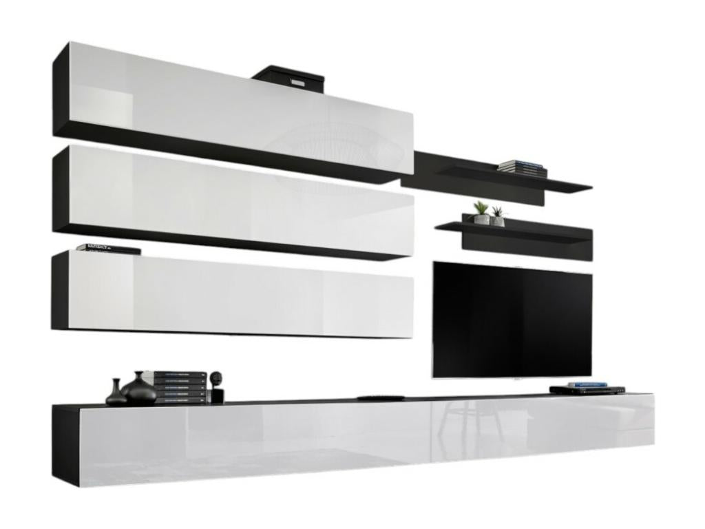 FLY J1 collection wall-hung furniture set - Black and white colour.
