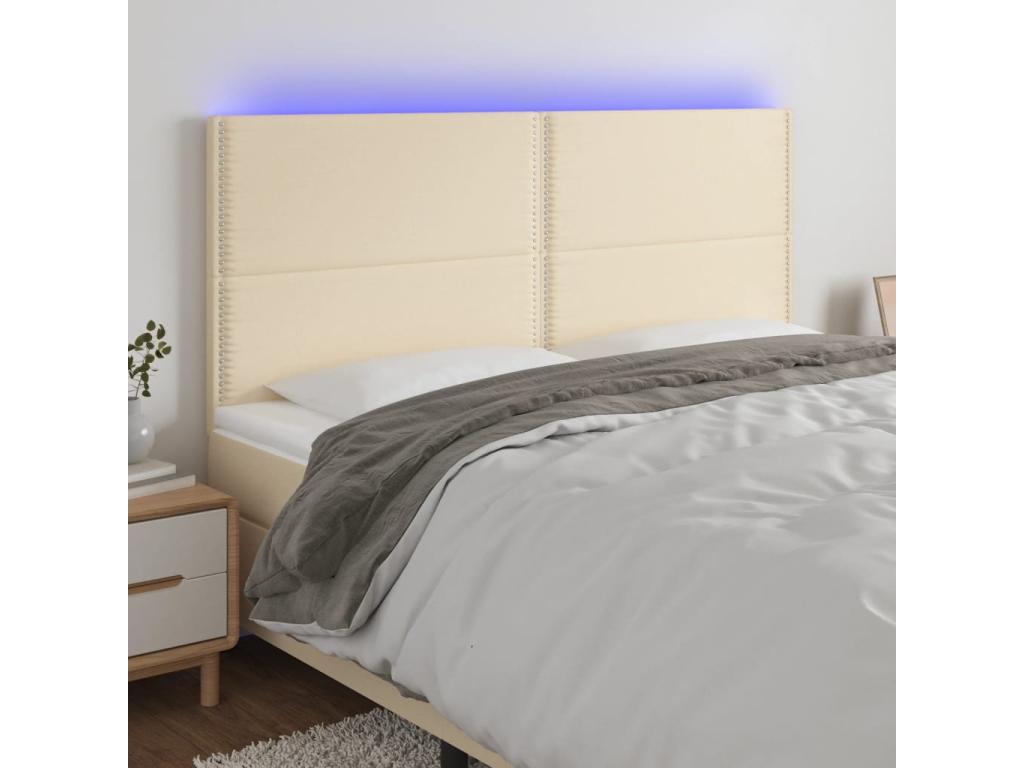 Cream LED Headboard 180x5x118/128 cm Fabric