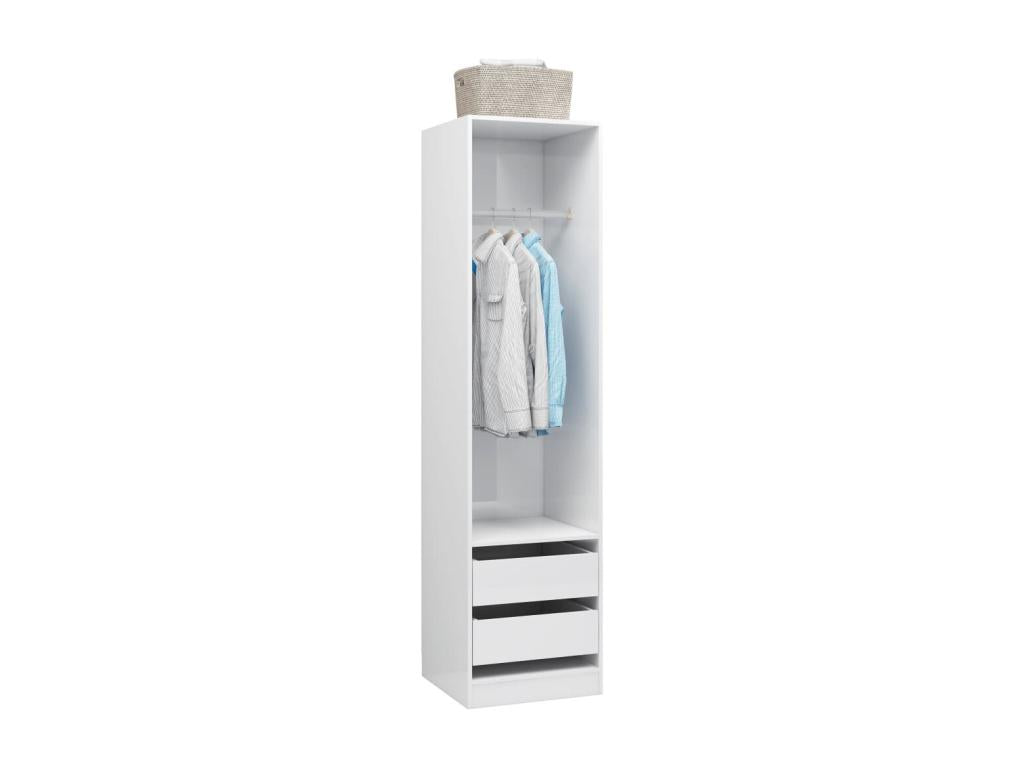 Wardrobe with drawers, glossy white, engineered wood