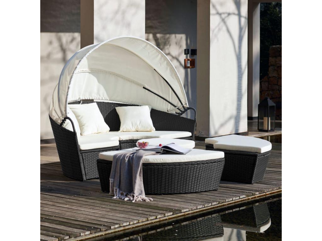 Homzora modular garden furniture set for 4/6 people in black woven resin