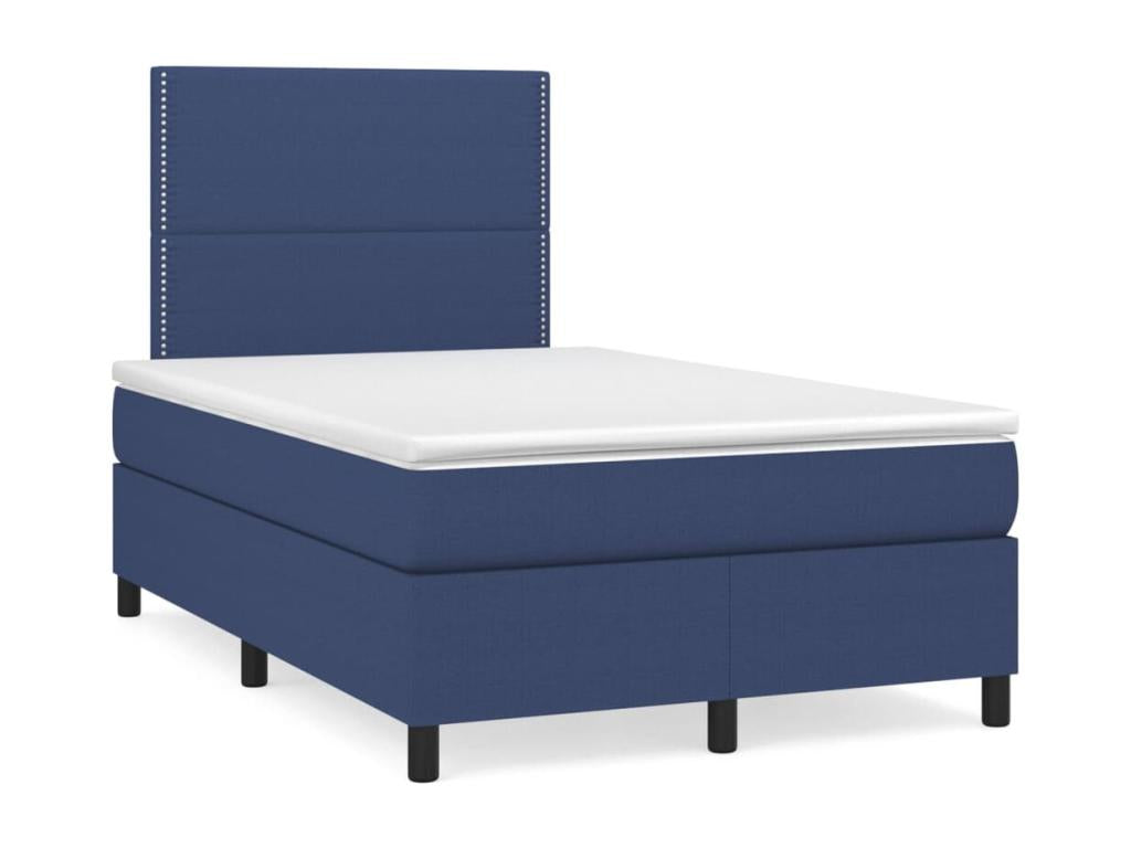 Upholstered bed base with mattress, blue, 120x200 cm, fabric