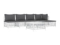 Garden furniture set with cushions, 6 pieces, white steel