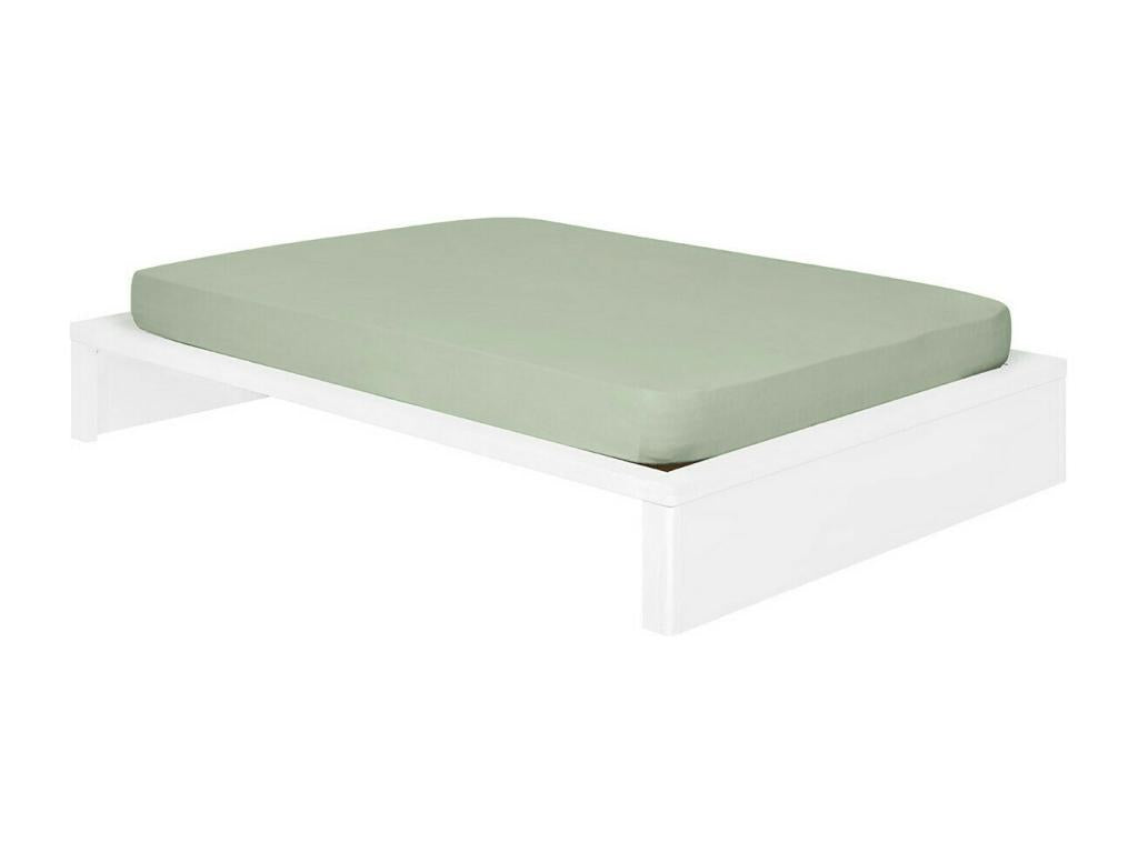 Homzora bed set with 120x200 cm mattress, solid white wood