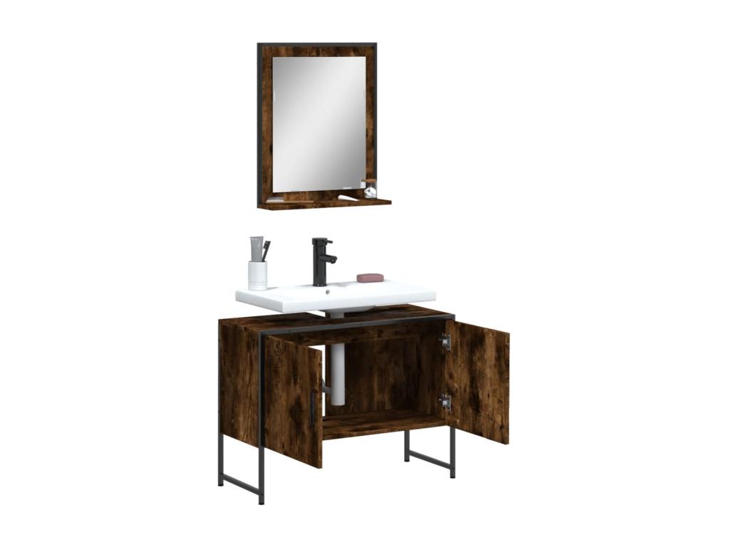 2-piece bathroom cabinet set in smoked oak