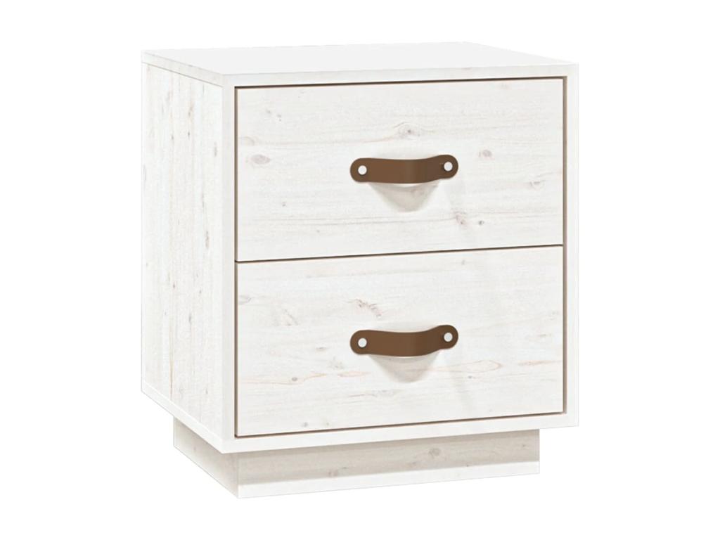 White bedside table, 40x34x45 cm, solid pine wood
