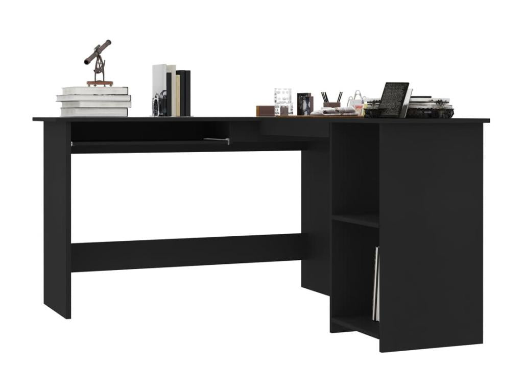 L-shaped corner desk, black, 120x140x75cm, engineered wood