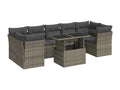 8-piece garden furniture set with grey resin wicker cushions