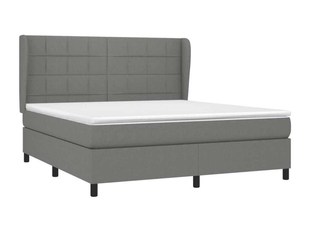 Upholstered bed base with mattress, dark grey, 180x200cm, fabric