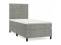 Homzora bed base and mattress, light grey, 80x200 cm, velvet