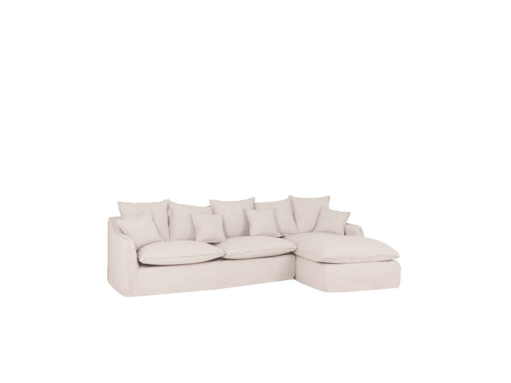 4/5 seater right-hand corner sofa in white cotton and linen with removable cover