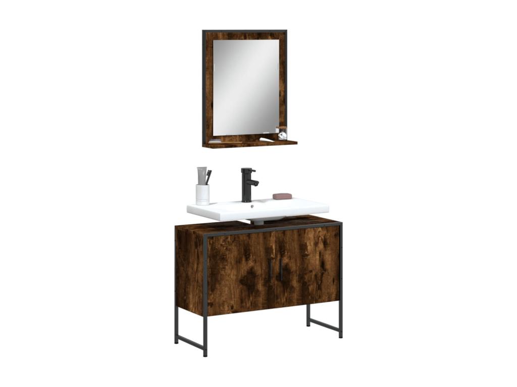 2-piece bathroom cabinet set in smoked oak