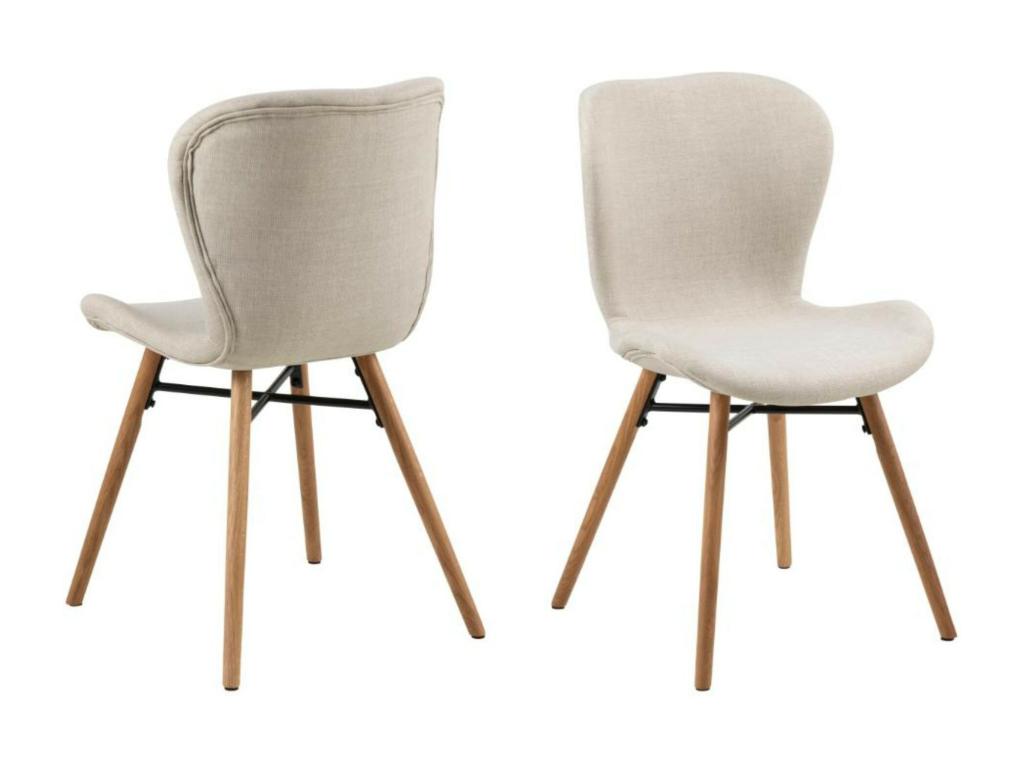 Fabric and oak wood chairs, set of 2 - Homzora