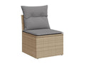 11-piece garden furniture set and cushions, méHomzora beige woven resin