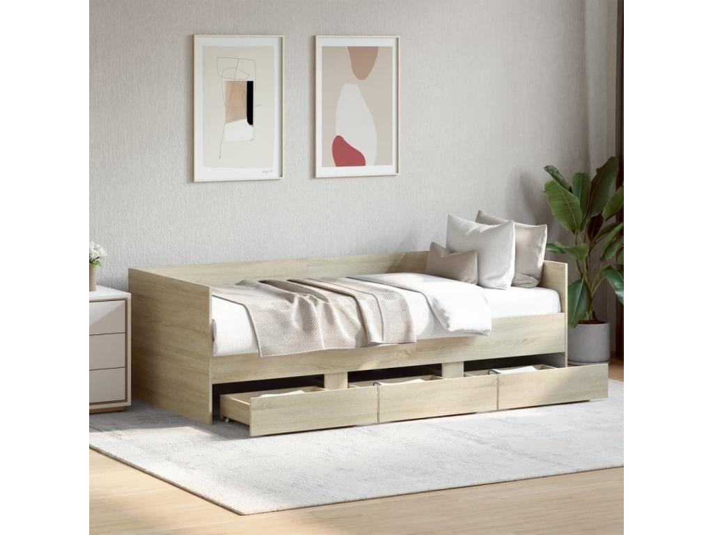 Meubiana oak daybed with drawers (mattress not included) 90x190 cm