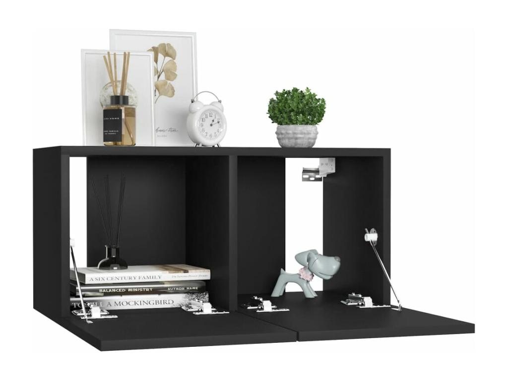 7-Piece TV Furniture Set, Black Chipboard