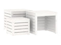Set of 3 garden storage boxes, white, solid pine wood