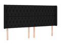 Headboard with wings, black, 203x16x118/128 cm, fabric