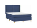 Homzora bed base with mattress, blue, 140x200 cm, fabric