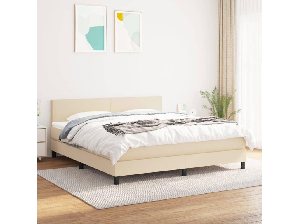 Homzora bed base with mattress, Cream, 160x200 cm, Fabric