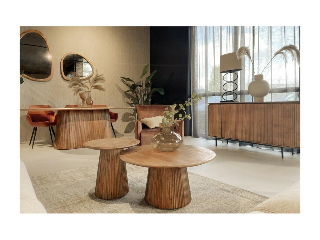 Homzora Round Coffee Table D.80 cm in Solid Mango Wood