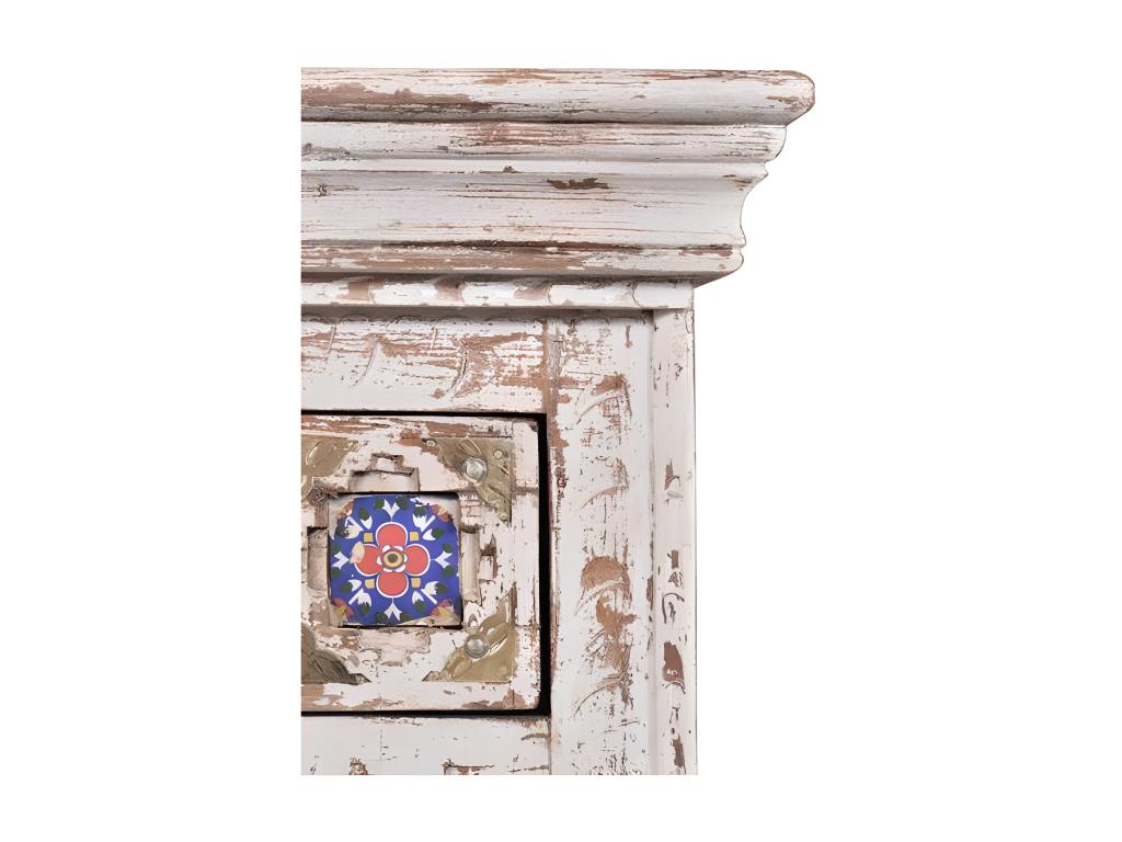 Mango wood bedside table with ceramic and bronze details, Homzora y Colomer. 60x35x45