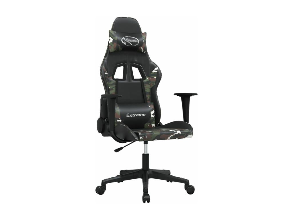 Black and camouflage faux leather gaming chair