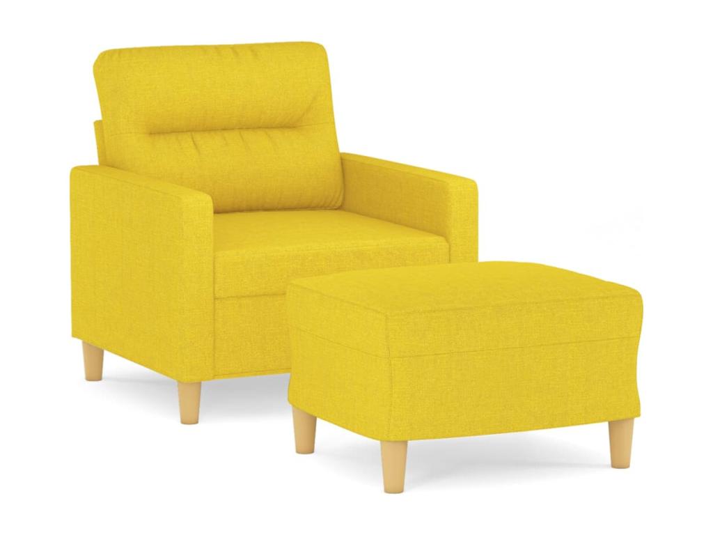 Armchair with footrest, light yellow, 60 cm, fabric