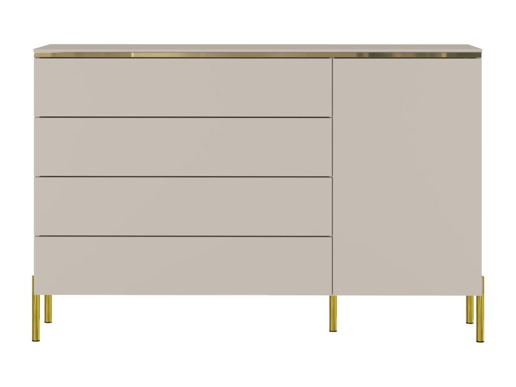Chest of drawers with 4 drawers and 1 door - Beige and gold - Homzora