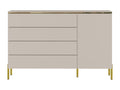 Chest of drawers with 4 drawers and 1 door - Beige and gold - Homzora