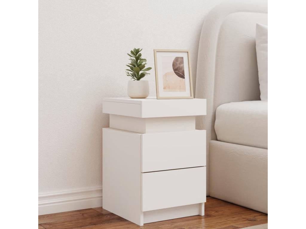 Bedside table with white LED lighting, 35x39x55 cm