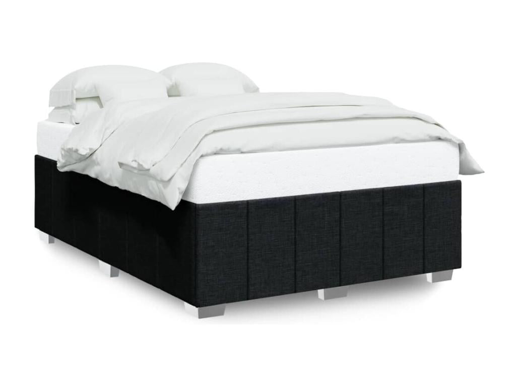 Black bed frame without mattress, 140x200 cm, fabric