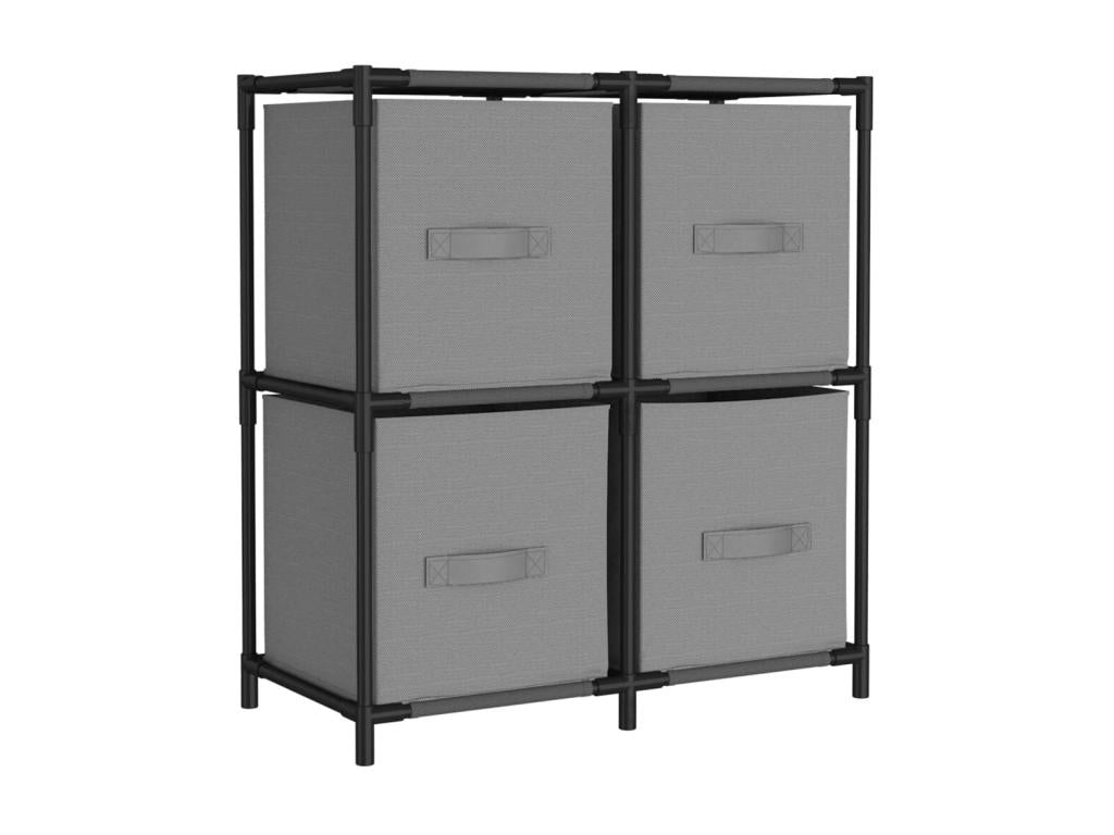 Storage cabinet with 4 fabric baskets, grey, 63x30x71 cm, steel