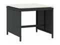 Garden stools and cushions, set of 4, black, 40x40x35 cm, rattan