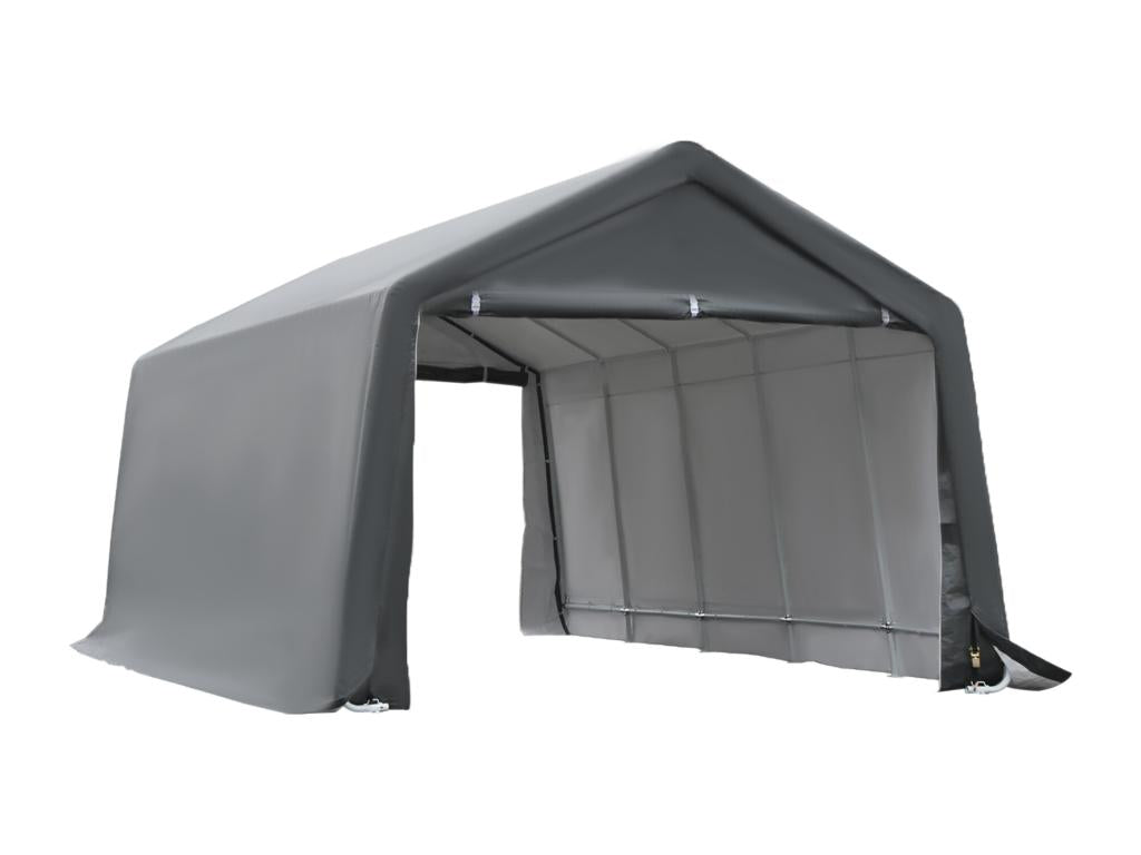 Doucezen carport tent, dimensions: 6m x 3.6m x 2.75m, robust galvanized steel, high-density PE 195g/m², waterproof, UV-resistant, white/grey