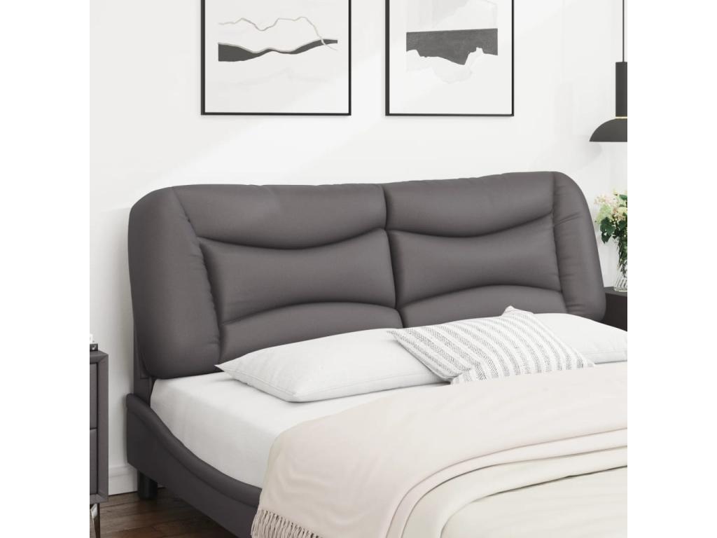 Grey faux leather headboard cushion, 160 cm