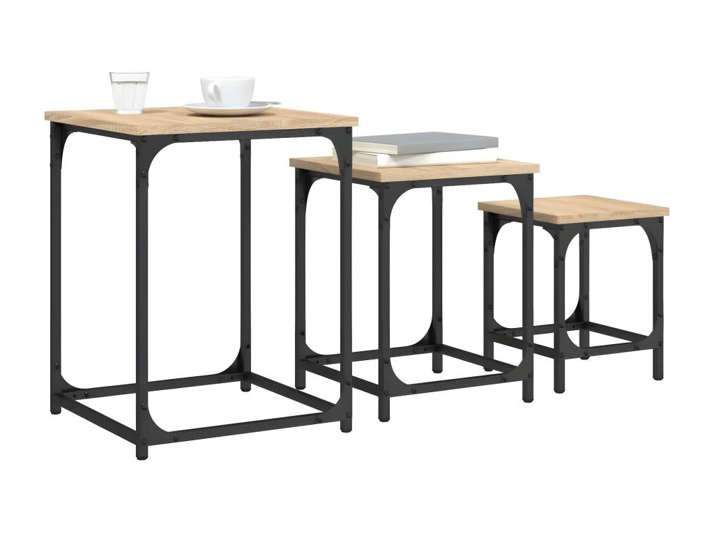 Homzora engineered wood nesting coffee tables, 3 pieces, oak finish