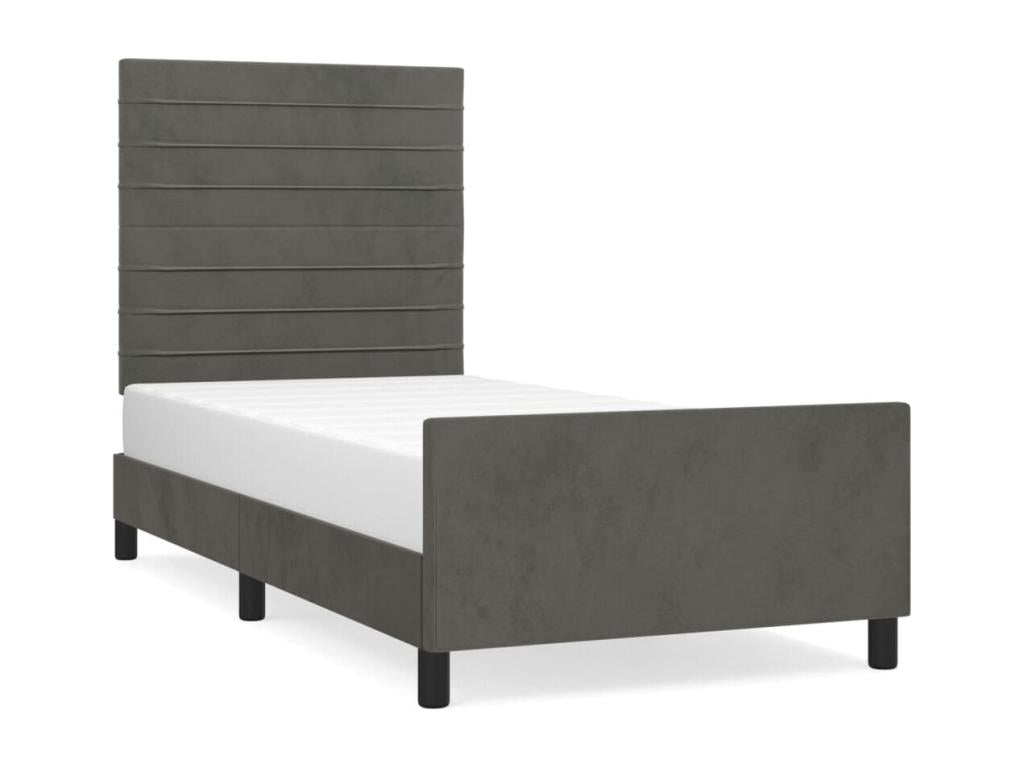 Dark grey velvet bed frame (mattress not included) 90x200 cm
