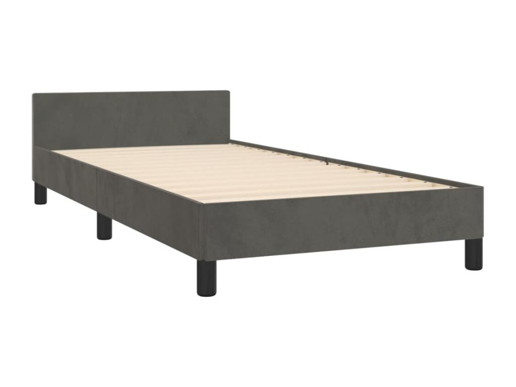 Dark grey velvet bed frame (mattress not included) 90x200 cm